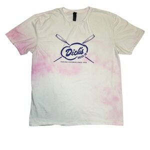 Dicks Drive-In Seattle T-Shirt Mens Large Pink Tie Dye Gildan Softstyle Graphic